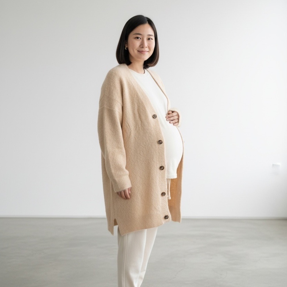 Isabel Maternity V-Neck Button Front Cozy Knit Cardigan XXL Pink
